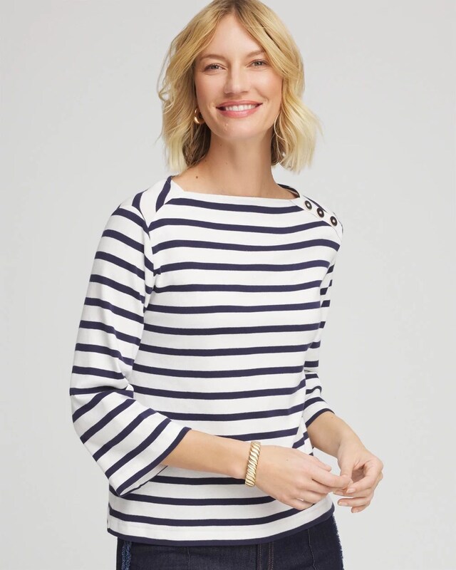 Bateau Neck Stripe Top - image 1